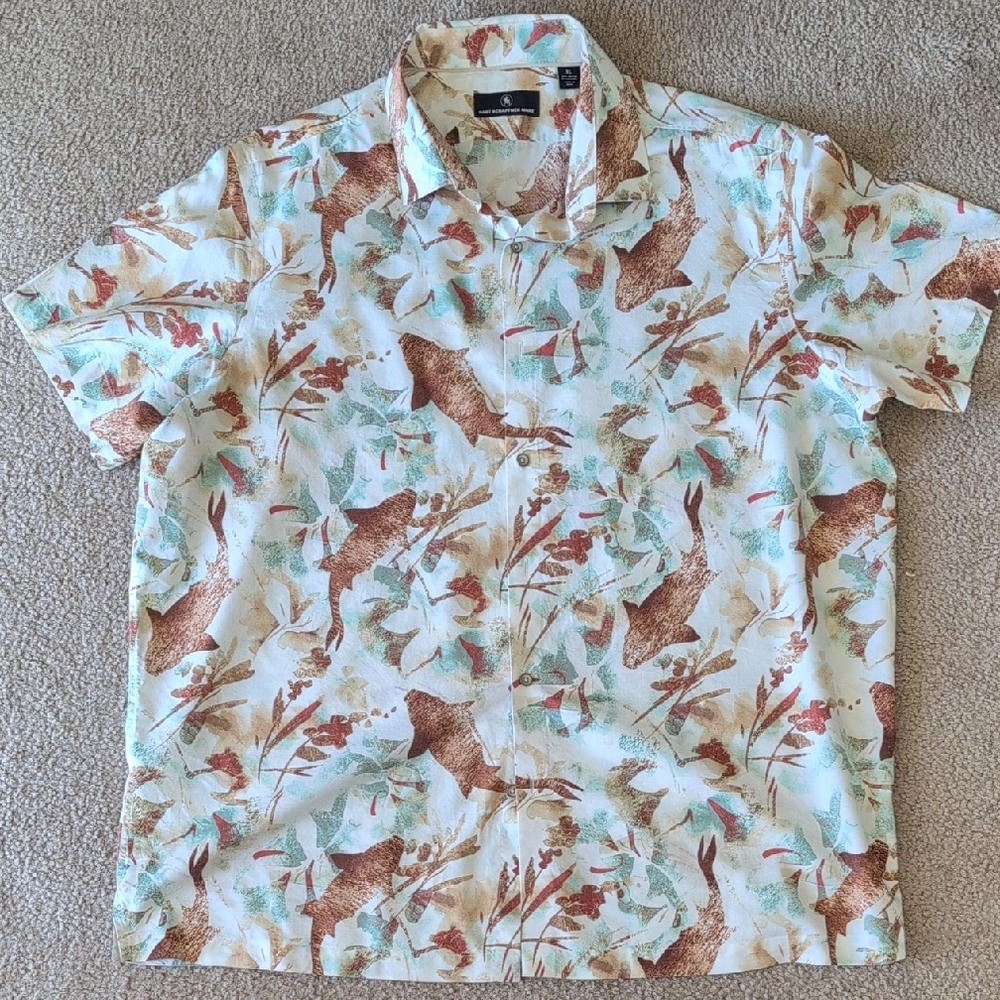 Brown and Green Casual Button Down Shirt